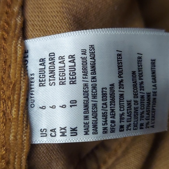 AMERICAN EAGLE 6 Corduroy Tan Brown High Rise A-Line Button Down Mini Skirt - Picture 11 of 12